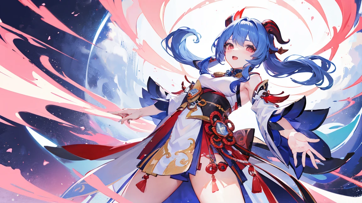 Ganyu from genshin impact, She's too Crazy naughty laughing, looking at me, She's looking crazy. looks little mature. Wallpaper, Dark