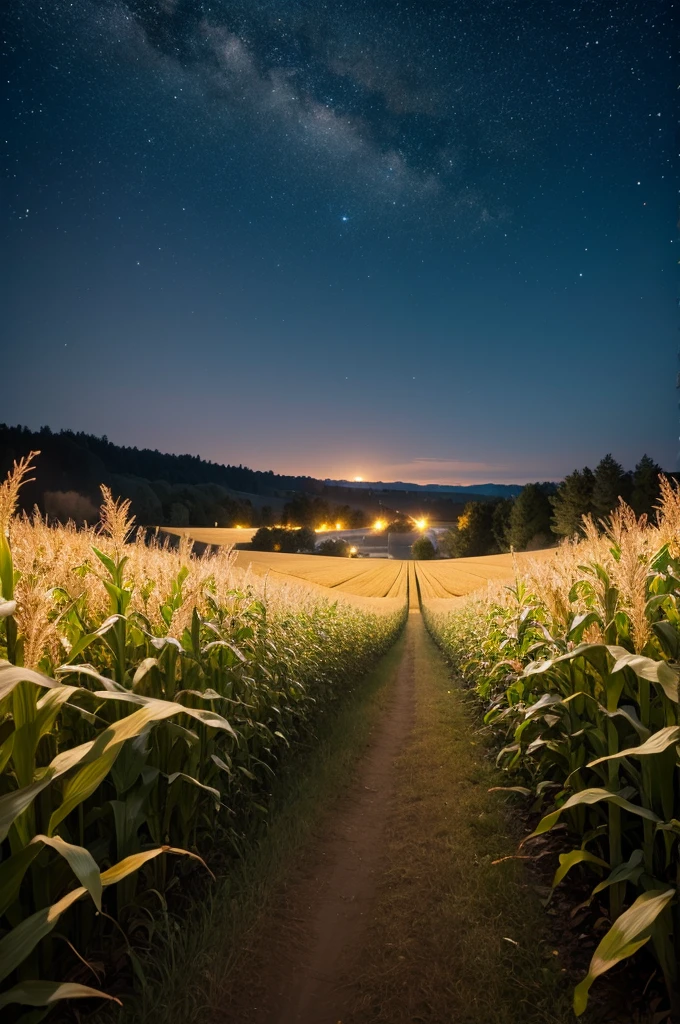Cornfield at night