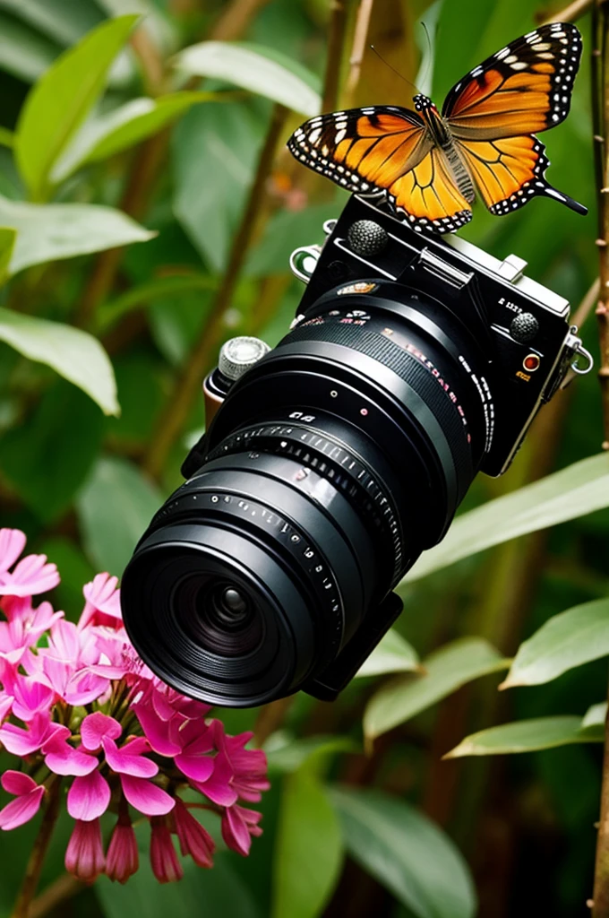 camera and butterfly