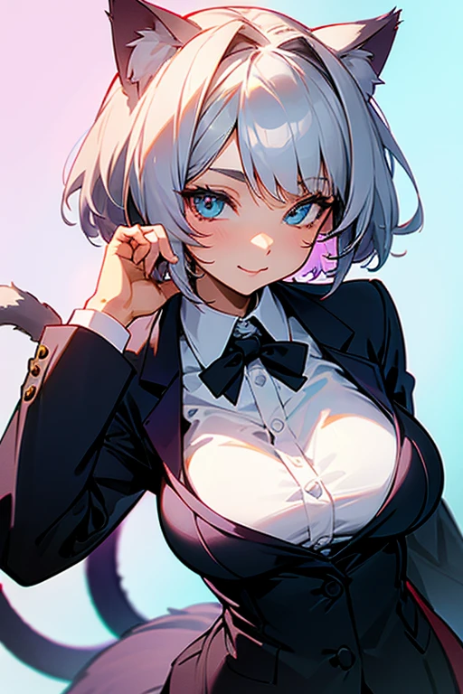 Furry, Black fur,Silver Hair,Fox Girl,(((small breasts))),(Perfectly detailed face),(Young) , Super cute face, Cleavage, jewelry, Earrings, Open clothes, tie shirt, Tent shirt, Unbuttoned shirt, Bra Peek, lace trim bra, (leopard pattern:1.2), belt, Pleated skirt, Lace-trimmed legwear, Garter Straps, See through, hoop Earrings, Gal, Wicked Smile, Captivating smile, blush, Seductive pose, (Captivating smile:1.4), Thick lips, (Big Lips:1.2), (Huge lips: 1.2), (Lips parted:1.2), (Thick lips:1.4), street, Night Sky Armband, (Glowing Skin, Glowing Skin), View your viewers,JK