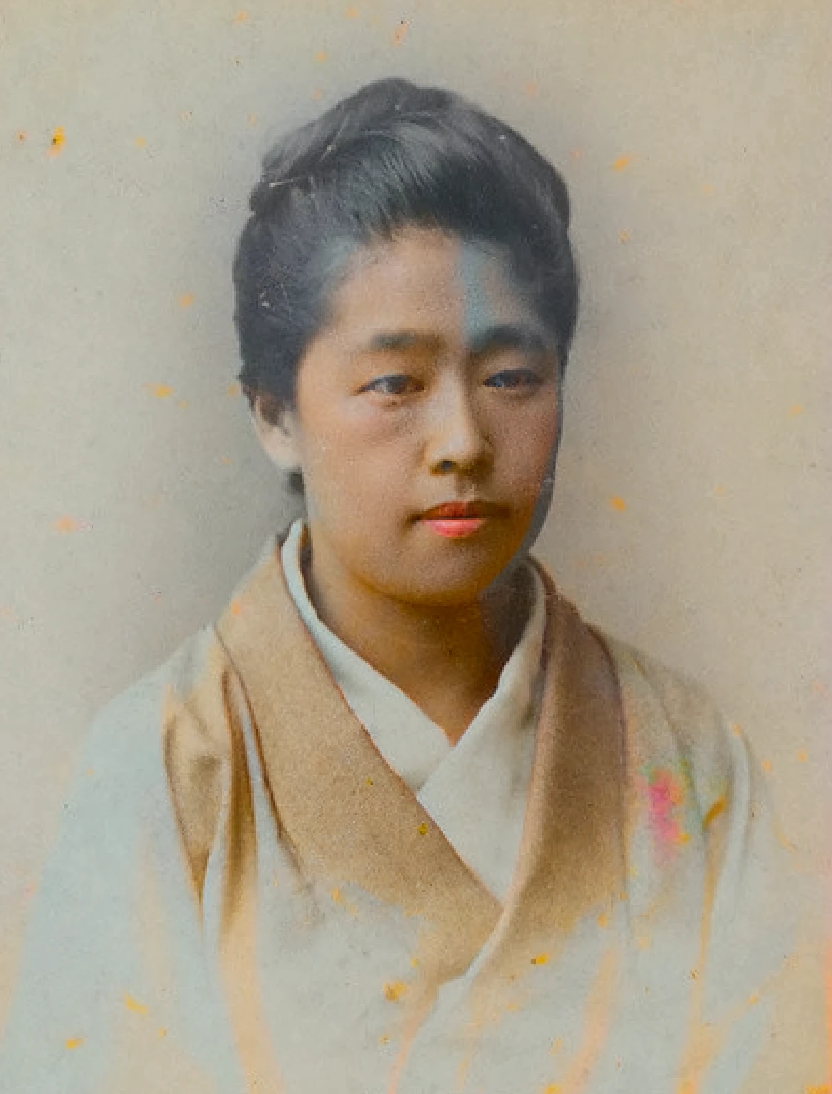 Woman in brown kimono, black hair, Japanese, 4k