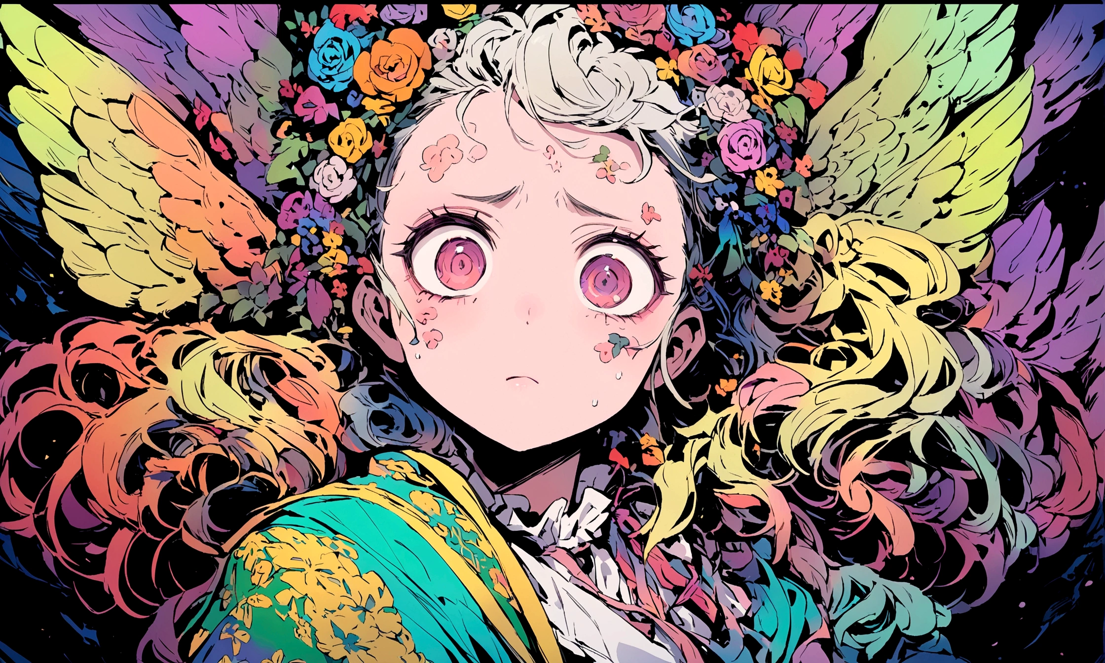 The protagonist is engrossed in the chat with the anime character, a mix of curiosity and guilt on their face.