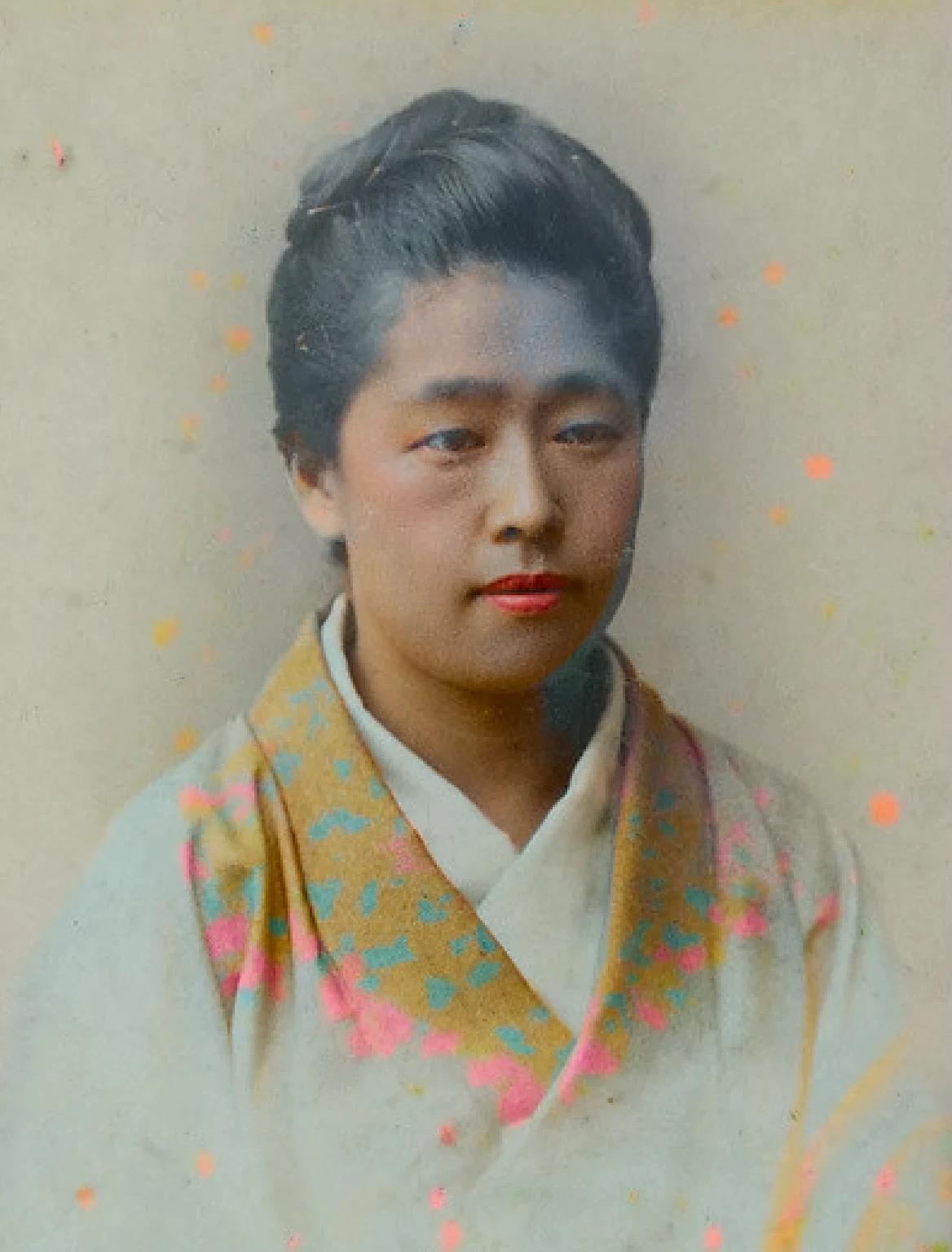 Woman in brown kimono, black hair, Japanese, 4k