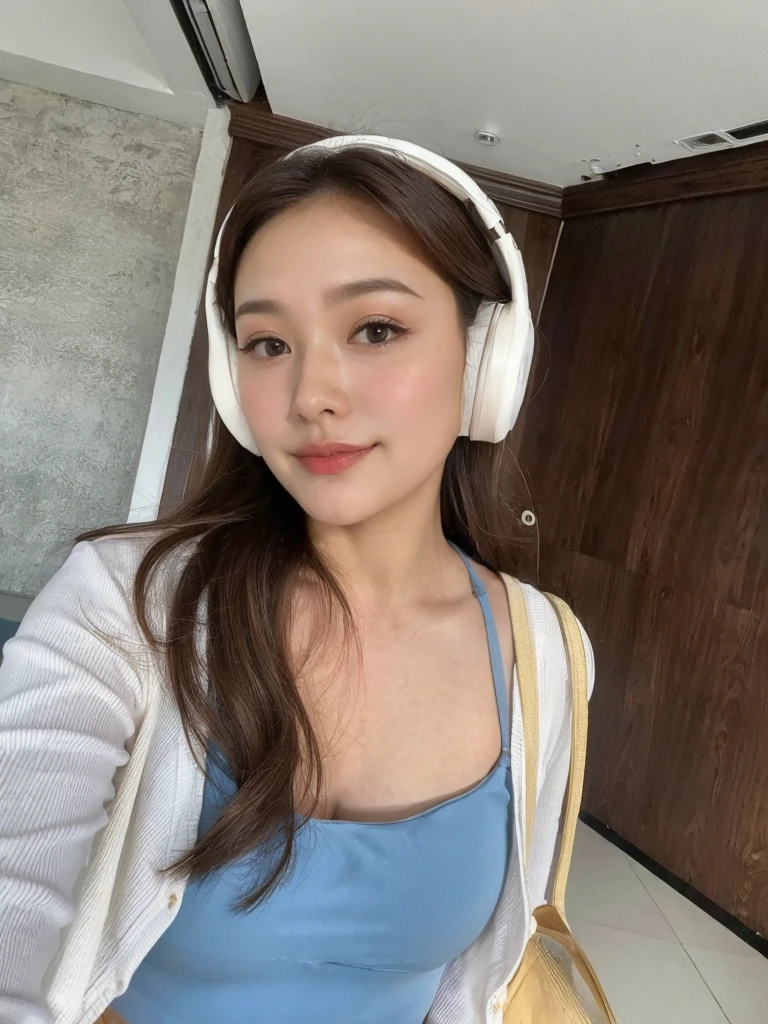 (best quality,8k,highres,masterpiece:1.2), realistic, photorealistic:1.37, UHD, studio lighting, sharp focus, extreme detail description, professional, vivid colors, bokeh, portraits, extremely detailed face texture, beautiful detailed eyes, beautiful detailed lips, extremely detailed hair, dark colored hair, youthful appearance, big round breast, cleavage, proportional eyes, seducing smile, clean and natural face, no makeup, bare face, indonesian face,