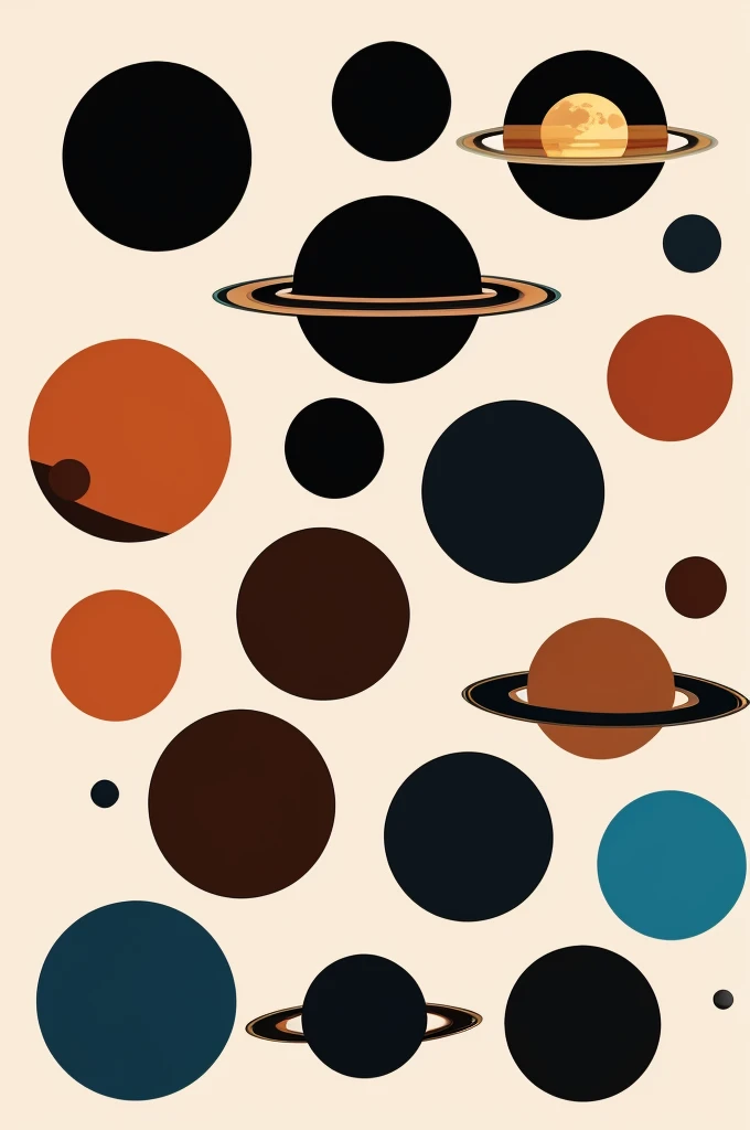 various planets in a minimalist way as vector or silhouettes