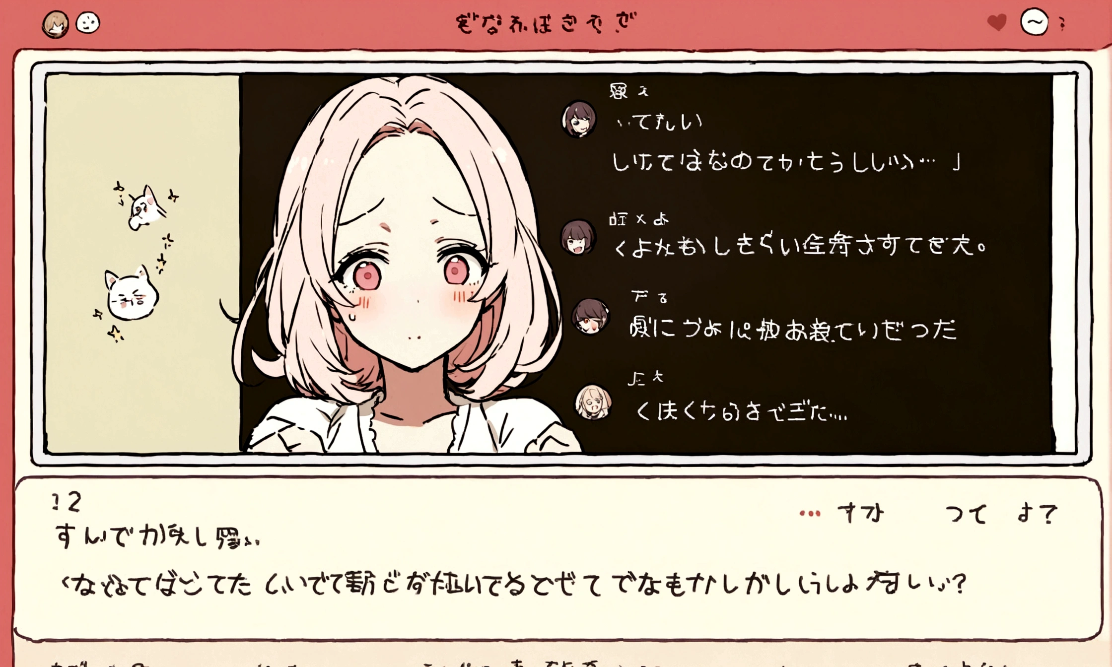 The screen shows an anime character labeled “milfy mom” in a chat interface. The protagonist hesitates but eventually starts typing.