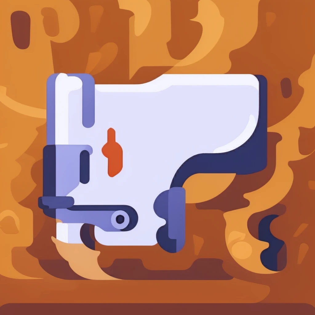 vector illustration, Gun, white background, super detailed