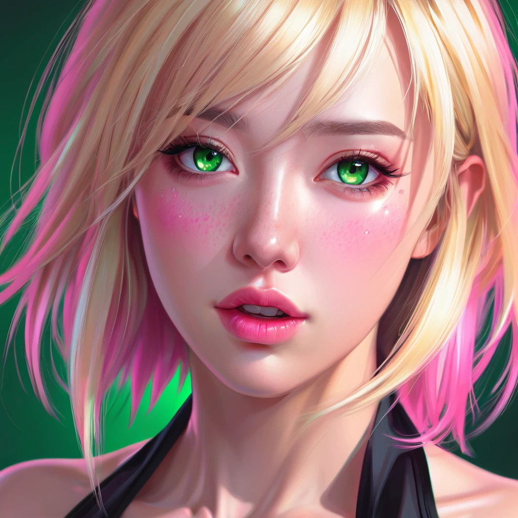 Oral rape of the woman blonde hair green eyes and pink batm and a black top, realistic art style, RossDraws portrait, Artgerm portrait, Anime realistic artstyle, 4K realistic digital art, 4K realistic digital art, 8K Artgerm Bokeh, DeviantArt Artstation CGScosiety, ArtGerm extremely detailed, made with anime painter studio, RossDraw digital painting, (cum on face:1.3), (cum on black top: 1.3)