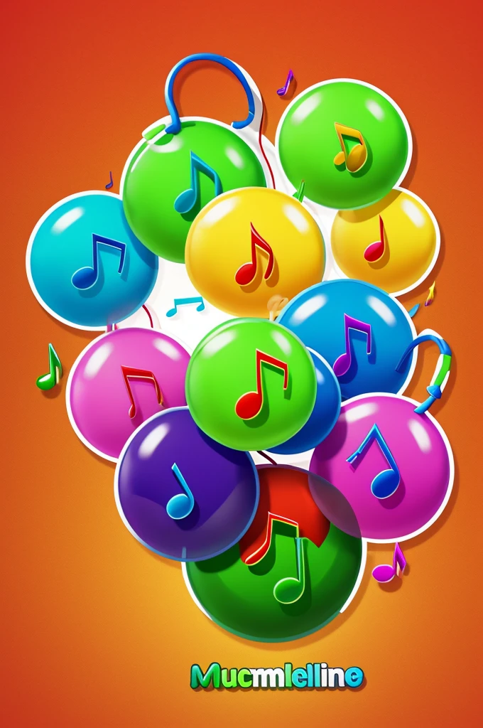 Animated slime logo with music notes around colorful