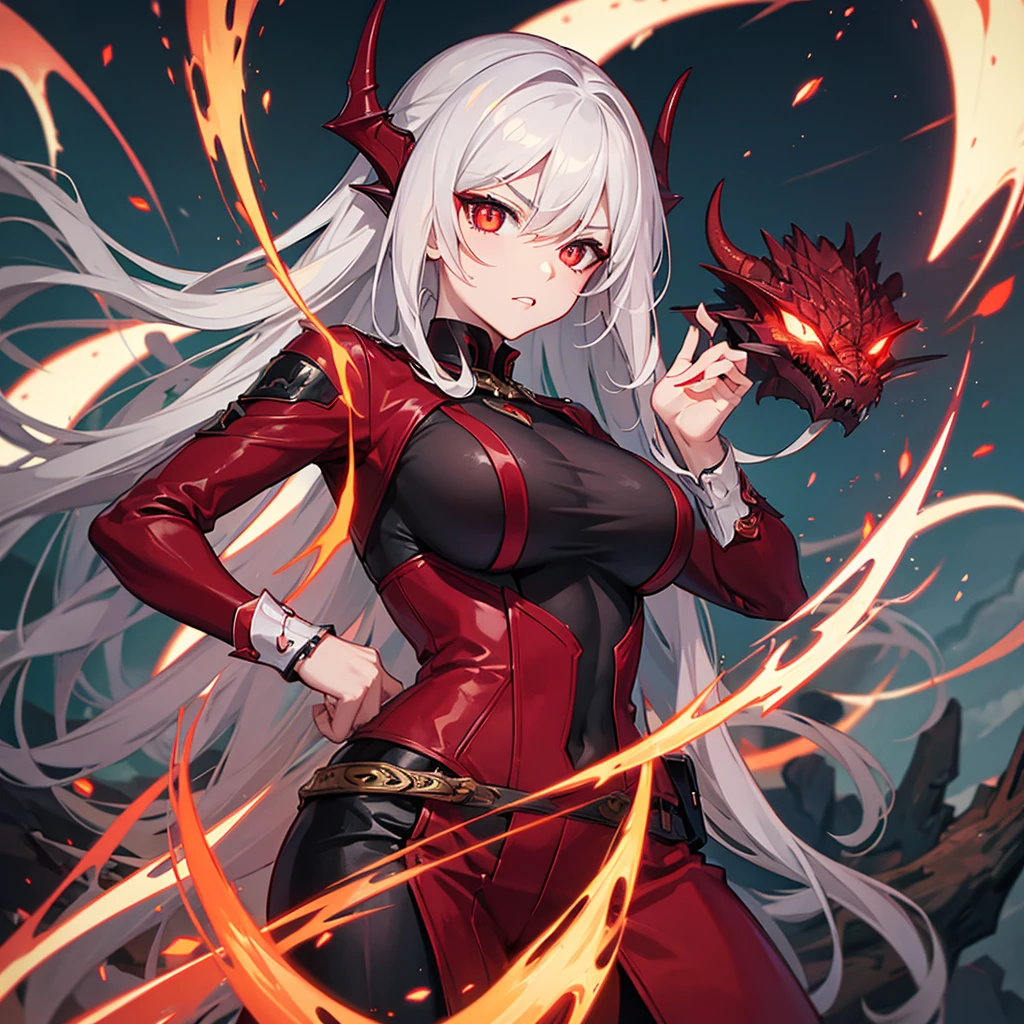 Ultra detailed, high resolution, absurd, HDR, masterpiece, anime girl and boy, beautiful woman (with long white hair with deep red streaks, woman (with yellow eyes), the woman (is wearing a red haori), in black demon slayer corps uniform, Kimetsu No Yaiba, fantasy, handsome, Tomioka Giyu, Hashira, Tomioka is serious, couple, night, forest, best quality, extremely detailed face, anime, the girl is really hurt, the girl is covered in blood , Tomioka is a strong man, Tomioka Giyu is trying to protect the pretty girl, Tomioka is protecting his lover, both are powerfull, powerfull couple, water and blood power, water hashira, blood hashira, both are serious and focused 