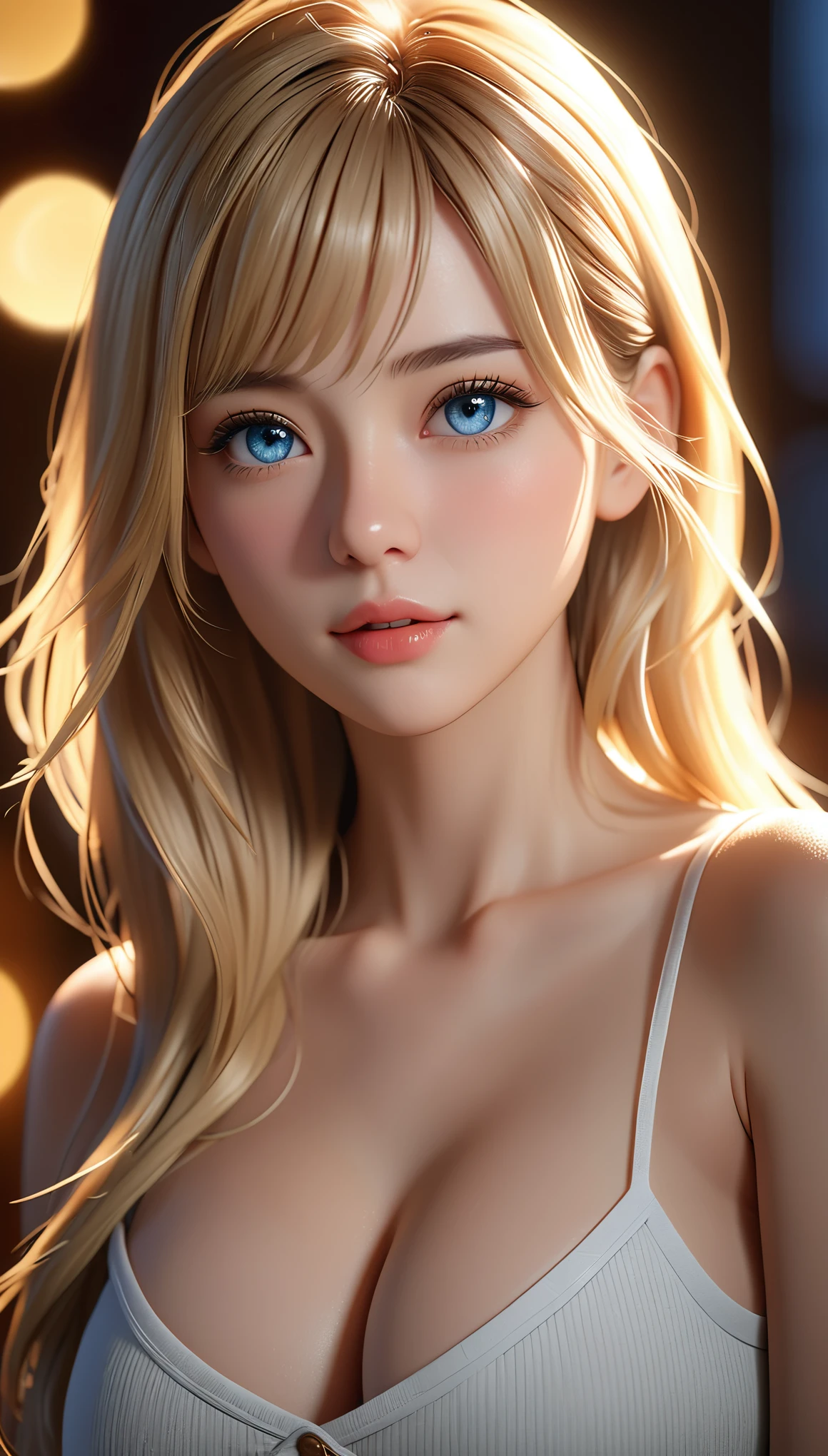 best quality, masterpiece, High resolution, portrait, actual, blue eyes, blond, Large Breasts, 8K resolution, high qualityCG, Beautiful CG, Soft Light, The Tyndall effect, lifelike, two-tone lighting, Side lighting, (HD Skin:1.2), 8K超高清, high quality, Volumetric lighting, confess, photography, 超High resolution, 8K, Bokeh, Shallow depth of field