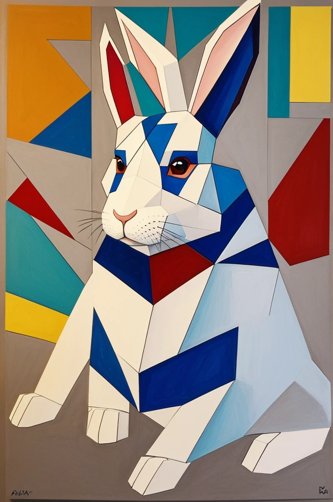 Rabbit inspired by cubism with geometric figures 