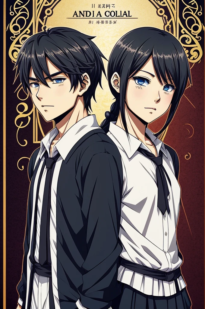 I want make a illustration cover for my anime novel with title "the god in college" i want the art anime style and have the male and female in illustration