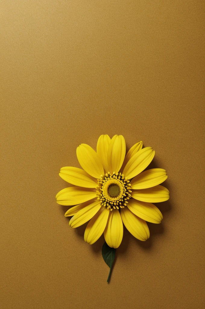 Composition of elliptical shape and with a central flower in yellow tones
