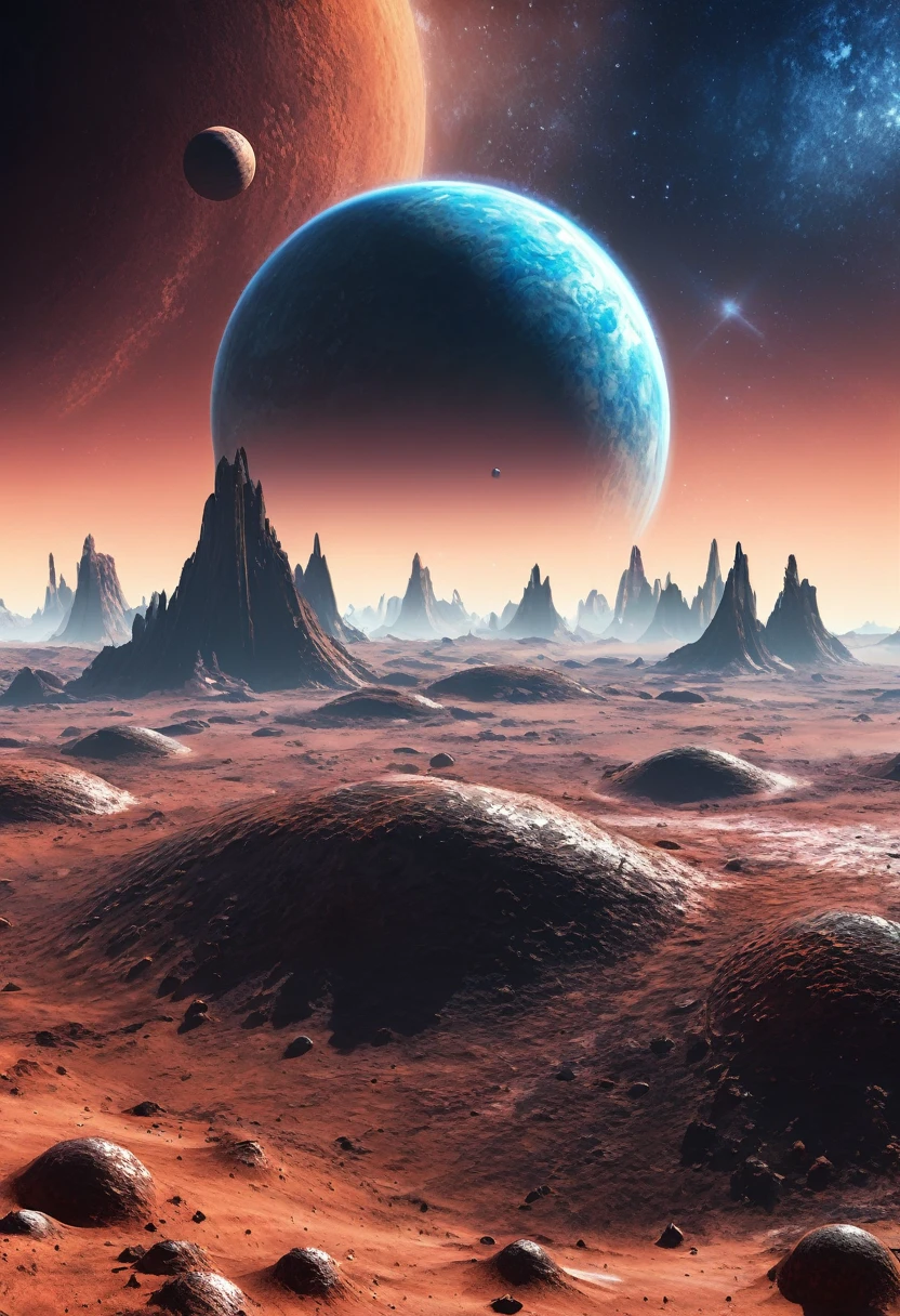 realistic alien planet in the space