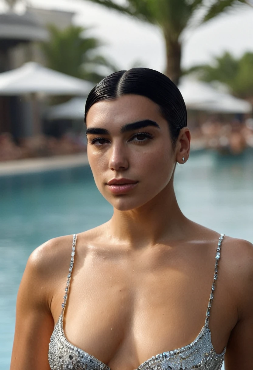 high quality Erotic paparazzi photo , (gorgeous celebrity , woman, DuaLipa, dua lipa, duxlipa, female, singer, cute, vacation side background , wet atmospheric , random click, random move photograph , photorealistic , celebrity , woman ) sunbathing , topless , shiny breast ,shiny sweaty skin , sexualized move, erotic angles, sweaty flat breas,t celebrity erotic photograph , fit muscular figure , shiny sweaty skin, hollywood actress , fleshy muscular woman , ( perfect body parts, perfect anatomy ,natural lights, depth of field, detailed face , insanely detailed skin texture, hyper detailed features )