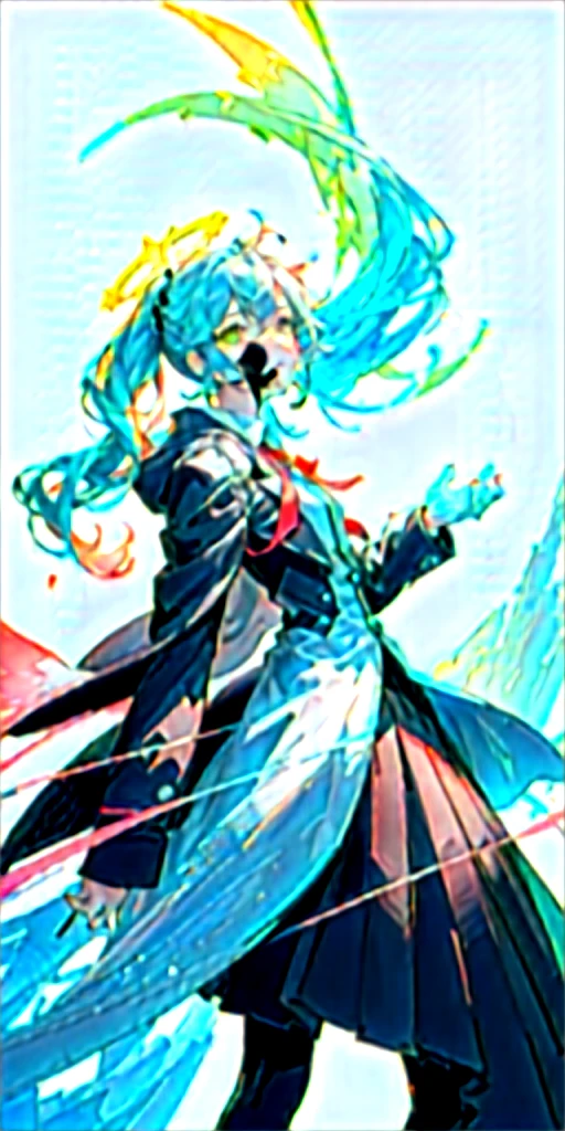 (Highest picture quality),(Master's work),(ultra-detailed),(Detailed eye description:1.0),(lens flare:1.0),(movie poster:1.0),(Tarot border:1.0),the portrait is centered,(close-up:1.0),(nagative space:0.8),(negative space:1.6),(solo),(floating colorful {wind|water magic|ink|crystals|ice|fire|flame|lightning|web|rocks|sand|particles|sparkles|blood}:1.0),(many colorful {soap bubbles|clouds|thorns|spikes|vines|currents|spirals|halos|wings|tatoos|cubes|octahedron}:1.0),(floating {red|green|blue|aqua|purple|yellow|black|white|grey|pink|orange|lime} {ribbons|feathers|particles|blades|droplets|snowflakes|soft balls}:1.0),({crystal|ice|fire|flame|wind|water|earth|stone|space|musical|sonic|vortex} {magic|wings}:1.0), ({ray tracing,glowing|dappled sunlight,light rays,caustics|night,black theme|mysterious,eerie|easygoing,pastel}:1.2), ({colorful|iridescent|multicolored}:1.0),(beautiful detailed glow:1.0),({leaning forward|leaning back|leaning to the side|}:1.2),{(smile:1.0)|(smirk:1.0)|(grim expression:1.0)},({small|small||lips,eyelashes}:1.0),{(open mouth:1.0)|(closed mouth:1.0)|},({eyelashes|eyeshadow||}),{one eye closed|||},({red|green|blue|aqua|purple|yellow|black|white|grey|pink|orange|lime} hair:1.4),({short|long|medium} hair:1.0),({from below|from above|from side|from behind|facing viewer}:1.3),(halo:1.3),(head tilt:1.0),(dynamic pose:1.1),(asymmetrical hair:1.2),({red|green|blue|aqua|purple|yellow|black|white|grey|pink|orange|lime} {armor|dress|collared shirt|suit|outfit}:1.0),({formal|military|techwear|urban style|casual,casual clothes|fantasy,magician|feral,tribal|sci-fi,futuristic}),({plaid skirt|layered skirt|puffy dress|tights|pants|shorts}),({red|green|blue|aqua|purple|yellow|black|white|grey|pink|orange|lime} {eyes|eyes|pupils}:1.4),{(forehead:1.5),asymmetrical bangs|diagonal bangs|hair between eyes|blunt bangs|swept bangs},{one eye covered|ponytail|high twintails|||},{straight hair|wavy hair|drill hair||},{long coat|suit jacket|cloak|sweater|tie||},{(floating c