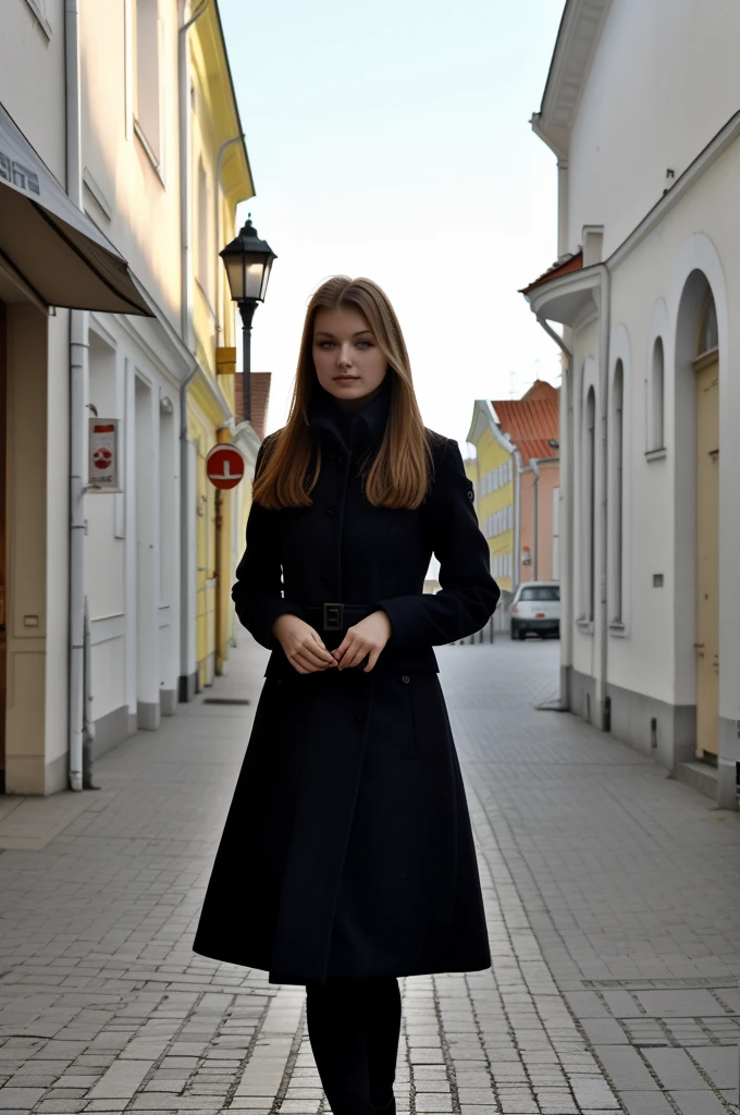 Lituania, pretty women, ((In Vilnius City)), before the Vilnius Cathedrale, on the Vilnius central place