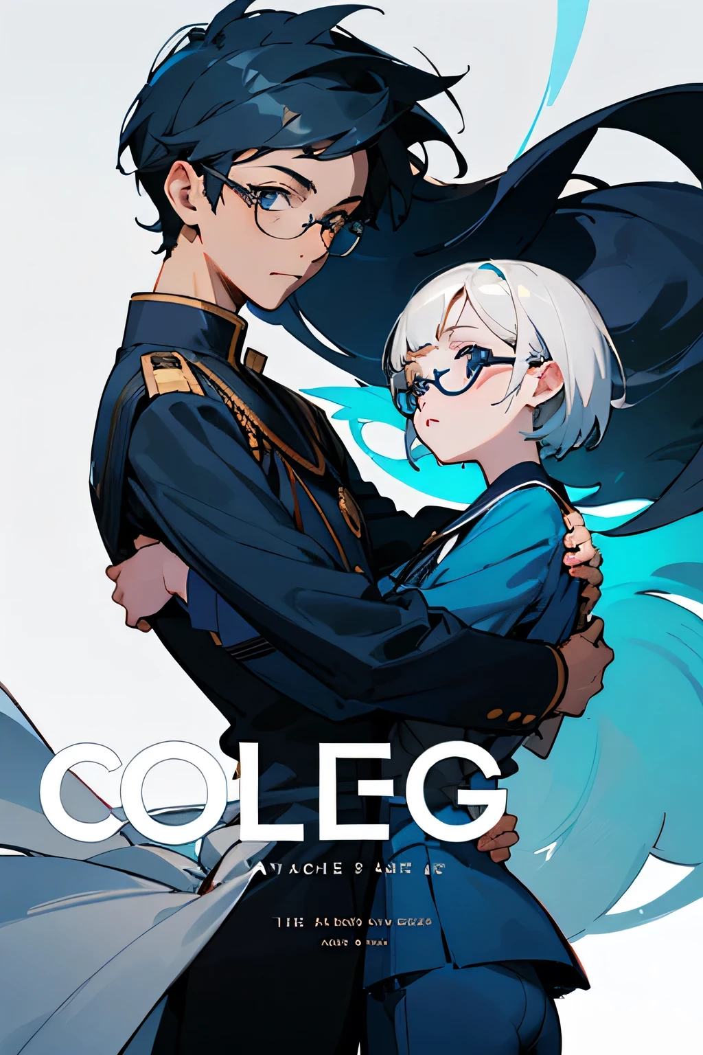 I want make a illustration cover for my anime novel with title "the god in college" i want the art anime style and have the male and female in illustration
I want the girl have a short hair style and wear navy clothes and the male have glasses with long hair
And also add a text for the title
The title is the god in college