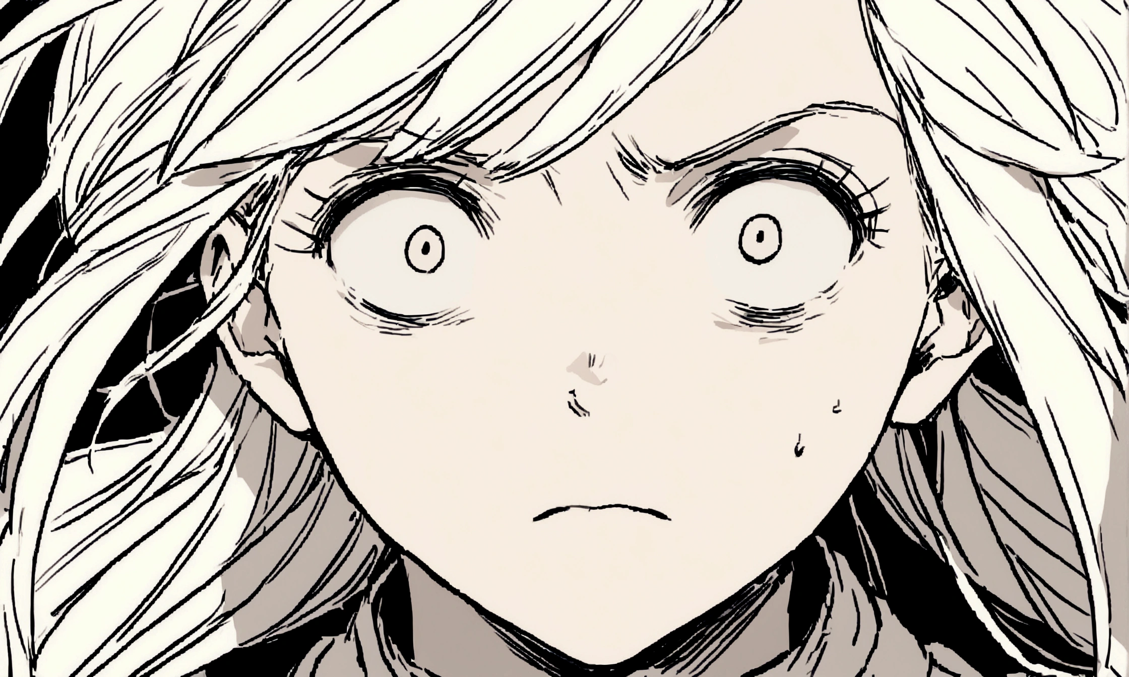 A close-up of the protagonist’s startled face, unable to respond truthfully to their mother’s question.