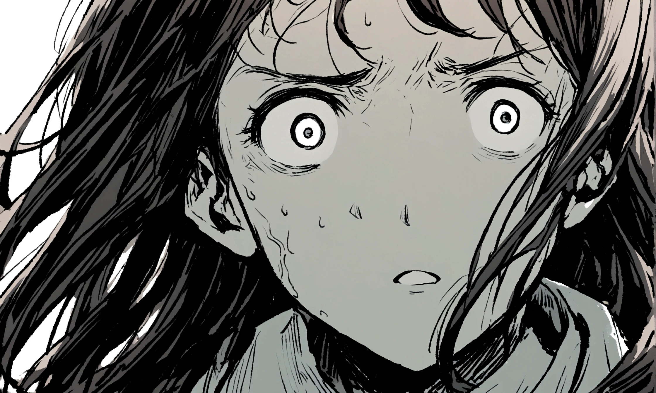 A close-up of the protagonist’s startled face, unable to respond truthfully to their mother’s question.