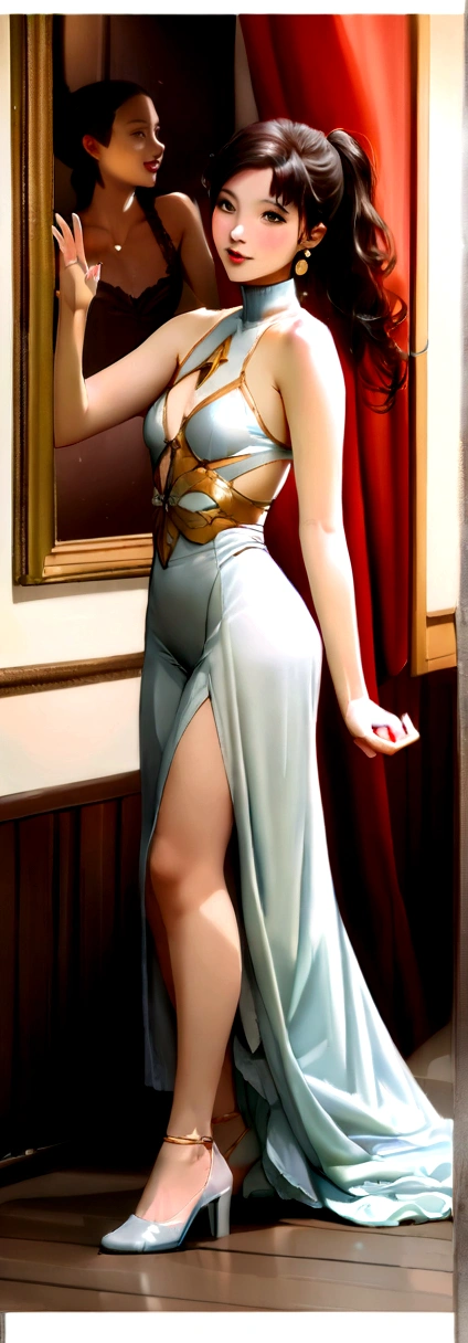 adult content, explicit content, horikoshi kouhei, 1girl, (princess Elsa standing up against a wall:1.5), absurdres, bangs, blush, (torn long dress that shows legs and pussy:1.5), high heels sexy shoes, breasts, blue eyes, blonde hair, clenched hands, commentary request, eyelashes, (full body:1.5), highres, looking down, medium breasts, medium hair, skin tight, crying, solo, sexy high heels shoes, (she is standing up:1.5), (sexy body:1.5), (show pussy:1.5), (show nipples:1.5), (tape gag:1.5), (soft light:1.5), (naked pussy with a dildo inside:1.5), (her arms are tied on her back:1.5), (collar on her neck:1.5)
