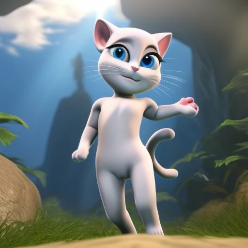 ( pose sexy 3.9)( Full black eyes 3.9)( Smile 3.9) ( looking pleased 3.9), ( Patas de cat realistas 3.9)solo dive, mammal, Feline, cat,, naked , anything, Blue eyes, forest sky (Cloudy day 1.8) (Divine rays 1.9) Realista 8K 18 mm f/1.8My Talking Angela Cat White skin Detailed skin naked chichis and vagina full of zemen all over her body