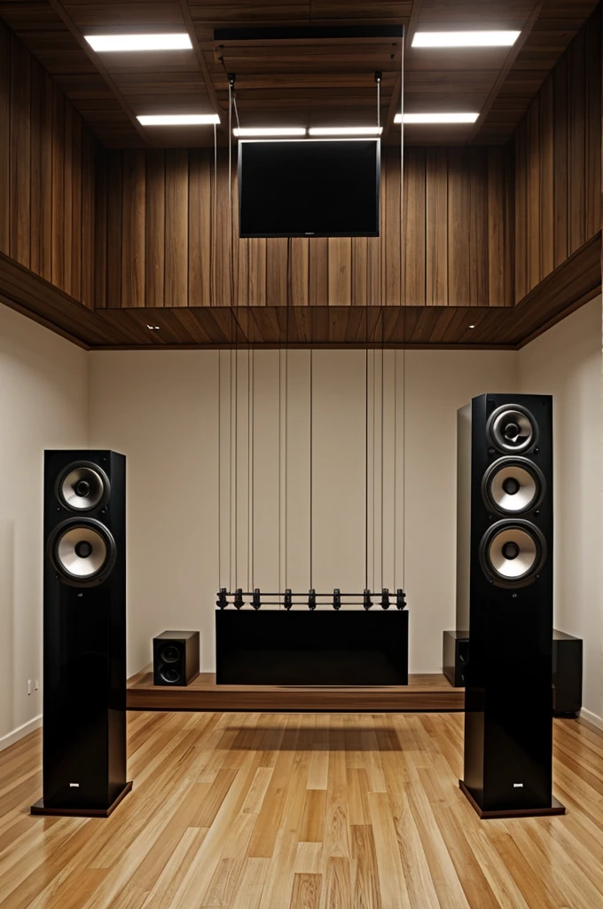A sound structure and hanging speakers
