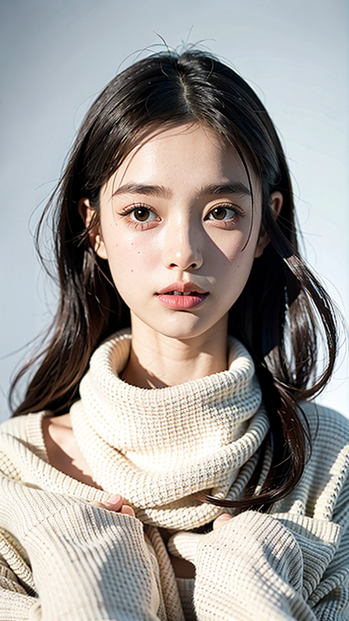 1girl,sweater,white background,