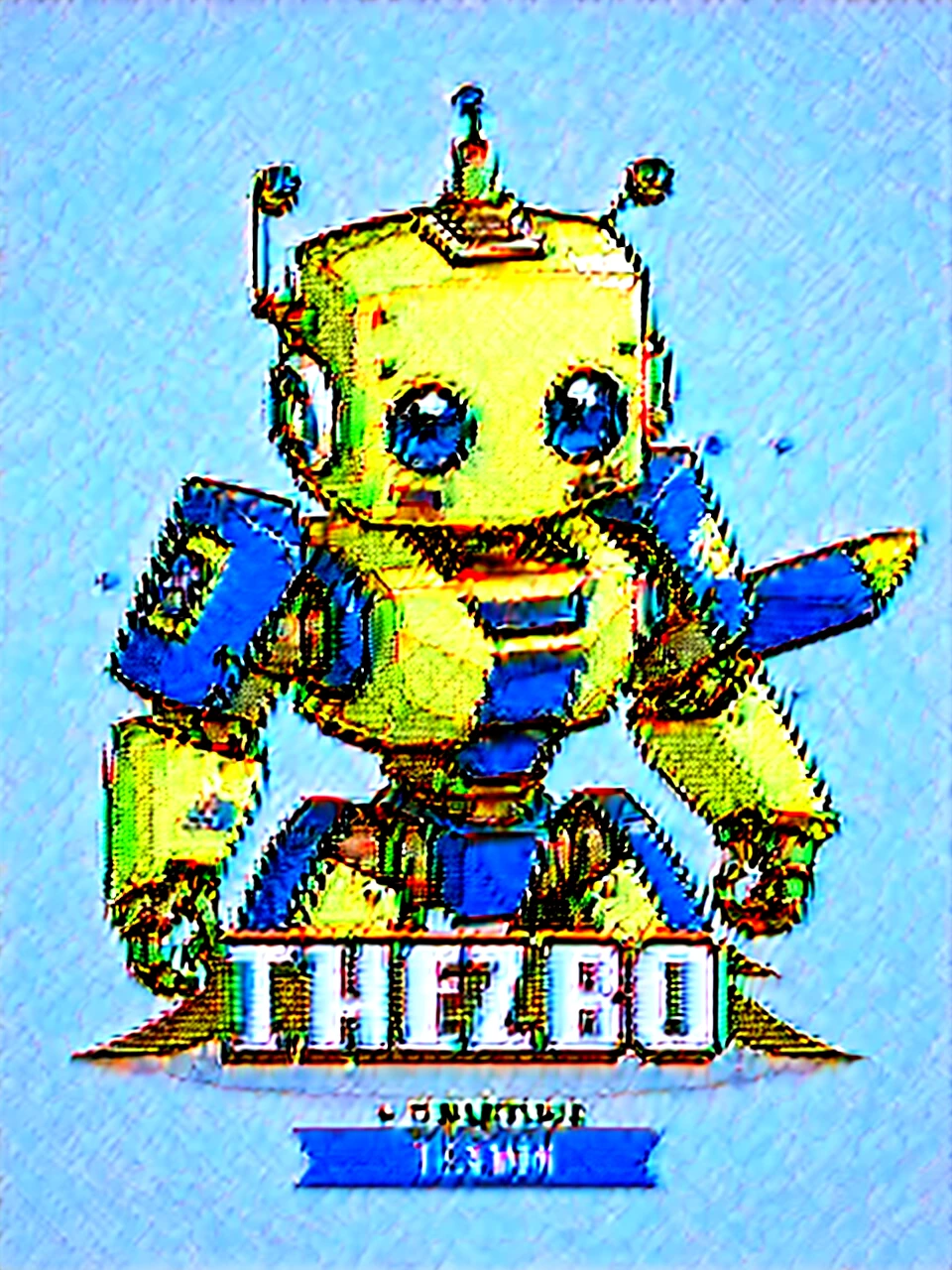 Create a logo team with robot in cartoo style