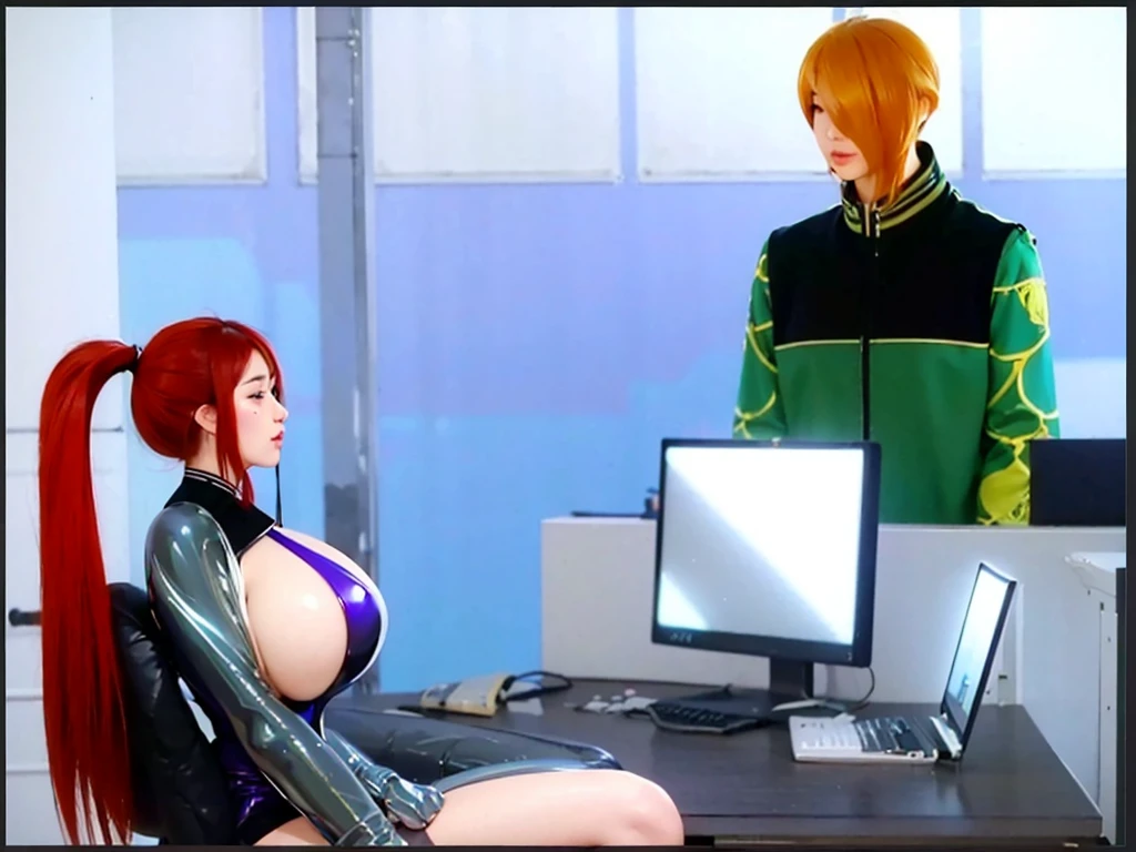 (photorealistic:1.4), (masterpiece, sidelighting, finely detailed beautiful eyes: 1.2), masterpiece*portrait, realistic, 3d face, good photo, 4k, high quality, high resolution, hyper detail, realistic, reality, smooth graphics, realistic sexy wears, 3D, best resolution, sexy, good contrast, perfect shading, realistic skin texture, finely detailed, dramatic lighting, realistic lighting, amazing shadows, sexy and hot, huge breasts about to burst, huge butts, thicc thighs, everything she wears is tight, shiny and skinny, , shiny hair, extreme shiny skin, tight skinny shiny latex wears