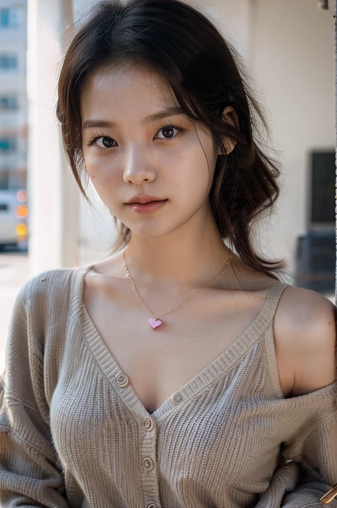 (a close-up of a 21-year-old Korean woman),
(Confident: 0.7), (cute attire: 1.0), (Petite stature: 0.8), (heart shaped face), (Beautiful doe eyes: 1.2), (Soft, small lips: 0.9), (Stylish outfit: 1.1), (cute outfit), (Pastel colors: 0.8), (Hint of sexiness: 0.6). (Mischievous smile: 0.5), (Lively campus background: 0.7), (Secret Journal in hand: 0.6), (Determined expression: 0.9). (Vulnerable look: 0.3), (Subtle emotional depth: 0.3), (dlwlrma: 0.5), (Cinematic realism: 1.3), (Nikon D850 camera: 1.0), (Film stock photograph: 0.9), (Saturated colors: 1.1). (Hyper-realistic lighting: 1.2).
Enhance this prompt in that format