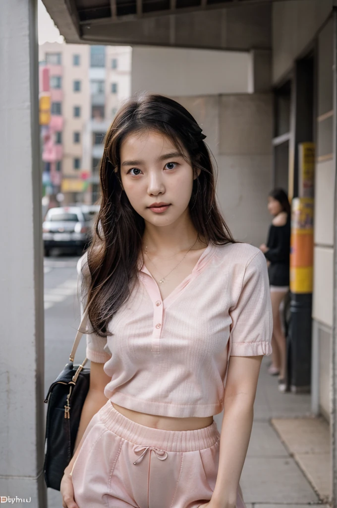 (a close-up of a 21-year-old Korean woman),

(Confident: 0.7), (cute attire: 1.0), (Petite stature: 0.8), (heart shaped face), (Beautiful doe eyes: 1.2), (Soft, small lips: 0.9), (Cute Stylish outfit: 1.1), (cute outfit), (Pastel pink color: 0.8), (Hint of sexiness: 0.6). (Mischievous smile: 0.5), (Lively campus background: 0.7), (Secret Journal in hand: 0.6), (Determined expression: 0.9). (Vulnerable look: 0.3), (Subtle emotional depth: 0.3), (dlwlrma: 0.5), (Cinematic realism: 1.3), (Nikon D850 camera: 1.0), (Film stock photograph: 0.9), (Saturated colors: 1.1). (Hyper-realistic lighting: 1.2).

Enhance this prompt in that format