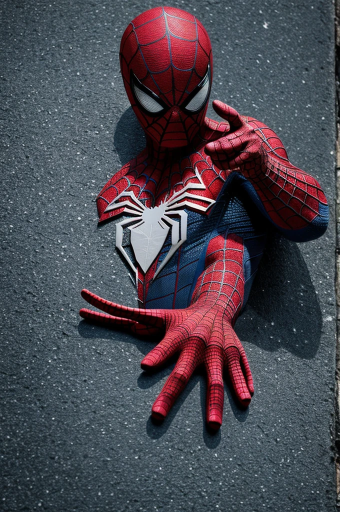 Spiderman making a sign of love and peace