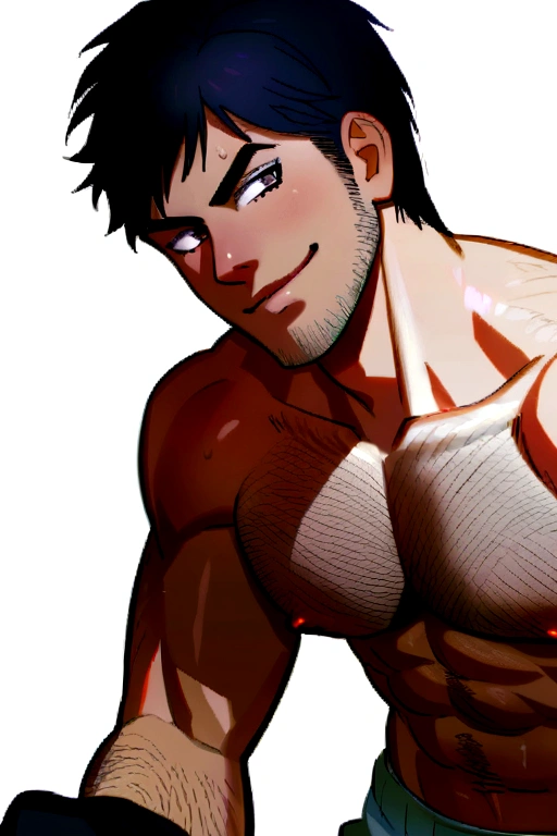 Young 18 year old man with body hair (hairy chest) de cueca boxster and Nike branca (and Nike) dripping sweat from working out a lot, giving a naughty smile