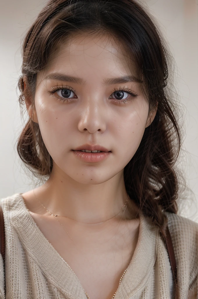 (a close-up of a 21-year-old Korean woman),

(Confident: 0.7), (cute attire: 1.0), (Petite stature: 0.8), (heart shaped face), (Beautiful doe eyes: 1.2), (Soft, small lips: 0.9), (Cute Stylish outfit: 1.1), (cute outfit: 1.0), (Pastel pink color: 0.8), (Hint of sexiness: 0.6). (Mischievous smile: 0.5), (Lively campus background: 0.7), (Secret Journal in hand: 0.6), (Determined expression: 0.9). (Vulnerable look: 0.4), (Subtle emotional depth: 0.35), (dlwlrma: 0.4), (Cinematic realism: 1.3), (Nikon D850 camera: 1.0), (Film stock photograph: 0.9), (Saturated colors: 1.1). (Hyper-realistic lighting: 1.2).