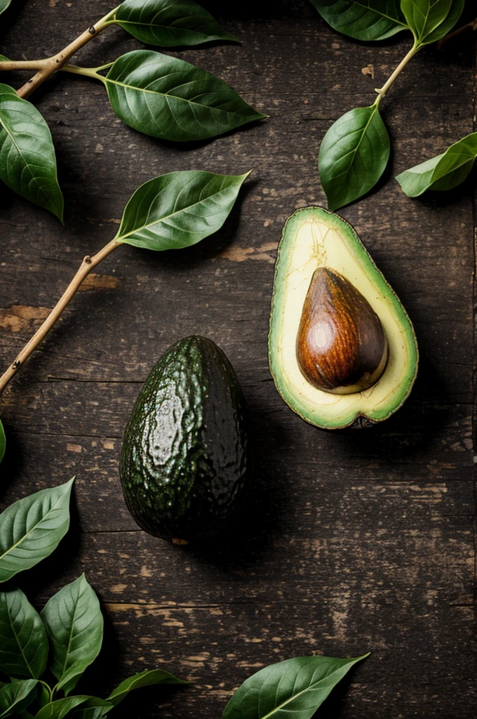 Sad avocado in dark forest 