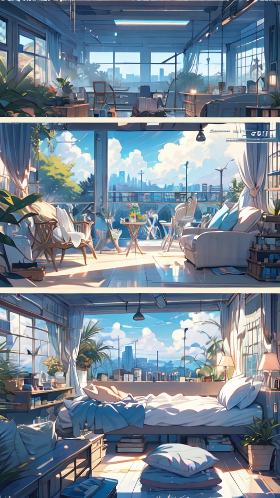 (masterpiece:1.2), Highest quality,Pixiv,Pleasant animation scenes,
scenery, cityscape, city, nullscraper, building, window, cloud, null, food, indoor, computer, Book, bed, table, clock, pillow, No humans, Chair, cake, monitor, cup, dish, nullline, Lie in, High resolution, High resolutionR, 8K