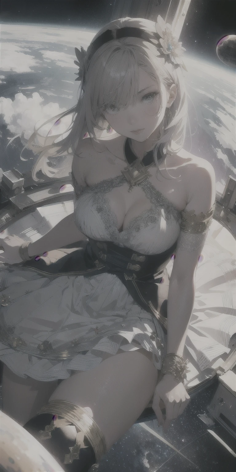 Absurd resolution, High resolution, (masterpiece:1.4), Super detailed, One girl, From above, space, floating