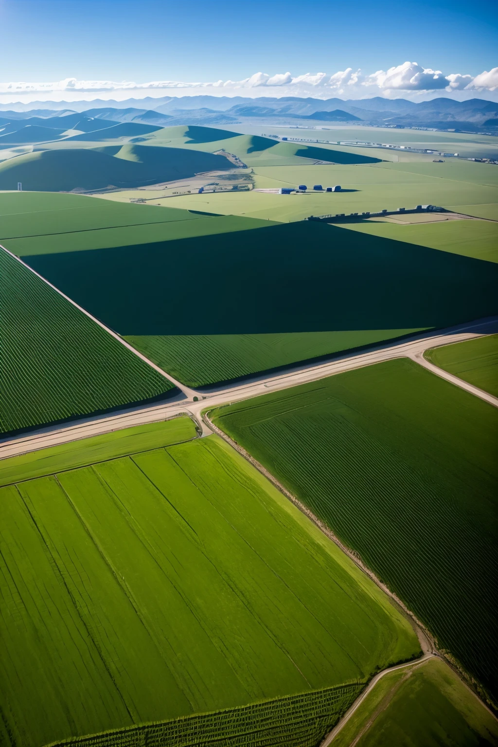Landscape with a combination of wind and solar farms, emphasizing renewable energy.