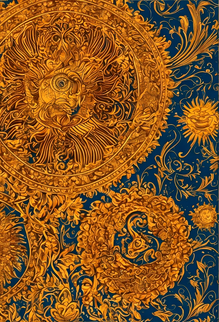 A detailed, high-quality logo of a ram inside of a sun, (best quality,4k,8k,highres,masterpiece:1.2),ultra-detailed,(realistic,photorealistic,photo-realistic:1.37),intricate design,heraldic emblem,ornate sun symbol,golden rays,majestic ram,detailed horns,dynamic composition,symmetrical balance,metallic texture,ornamental flourishes,glowing light effects,complex patterns,vibrant colors,dramatic lighting,premium quality