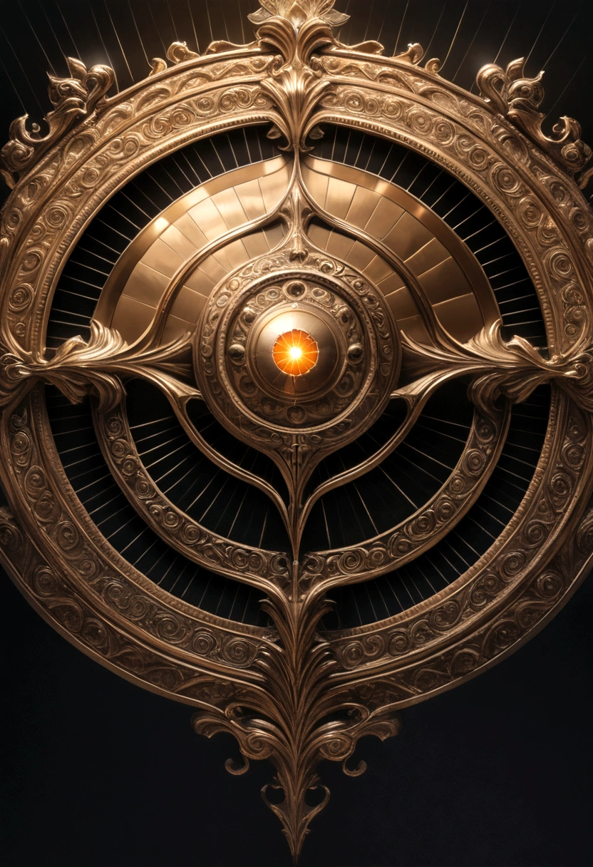 A detailed, high-quality logo of a ram inside of a sun, (best quality,4k,8k,highres,masterpiece:1.2),ultra-detailed,(realistic,photorealistic,photo-realistic:1.37),intricate design,heraldic emblem,ornate sun symbol,golden rays,majestic ram,detailed horns,dynamic composition,symmetrical balance,metallic texture,ornamental flourishes,glowing light effects,complex patterns,vibrant colors,dramatic lighting,premium quality