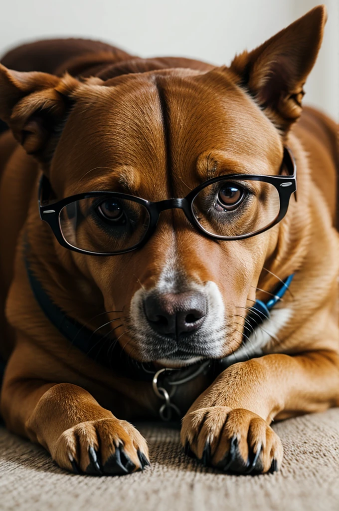 A dog with glasses