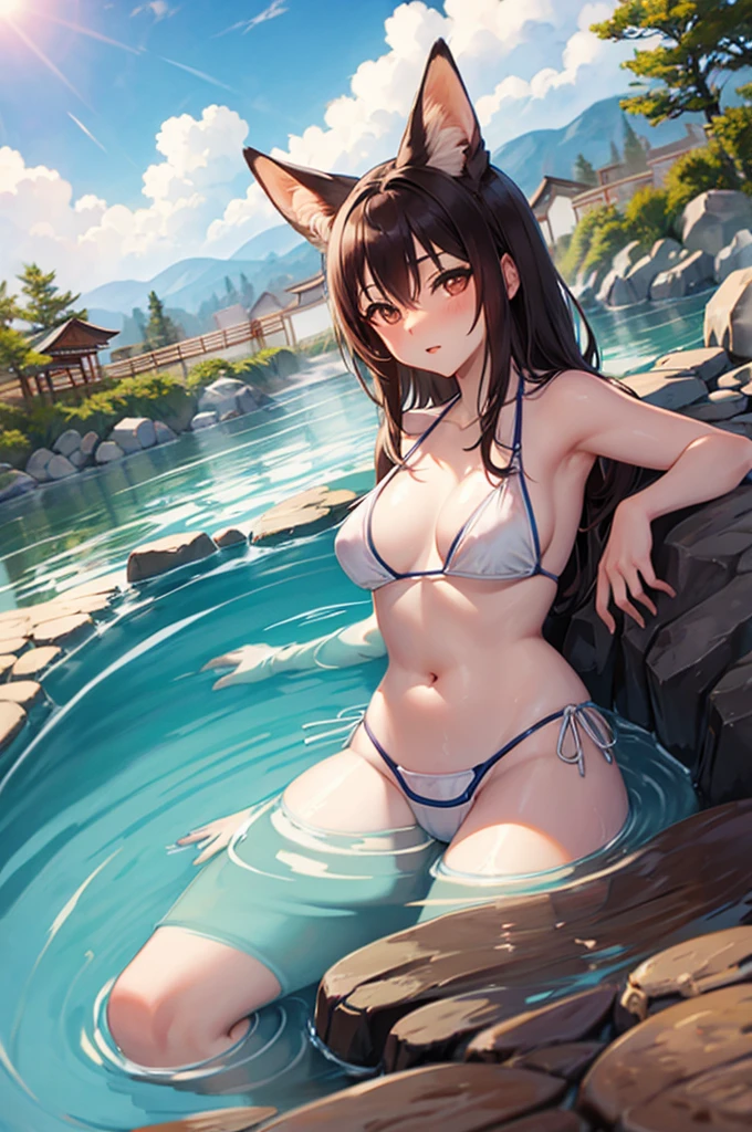5 Foxy girls swimsuit harem in japanesse onsen
