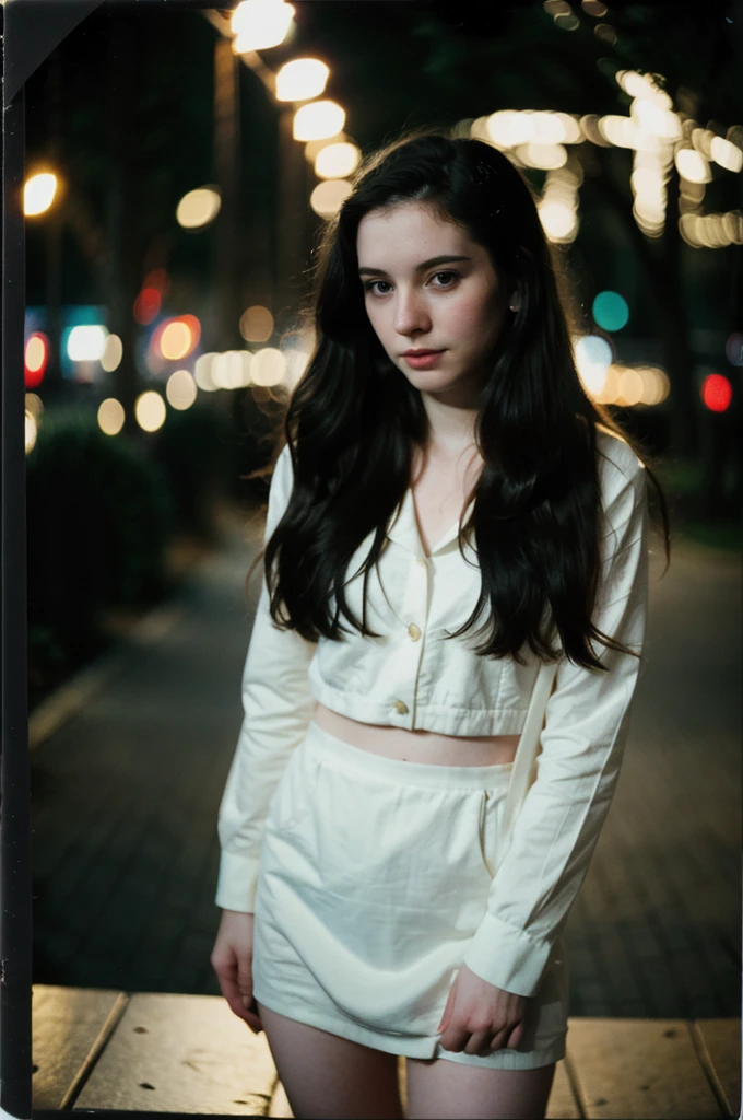 polaroid photo, night photo, photo of 24 y.o beautiful woman, pale skin, bokeh, motion blur