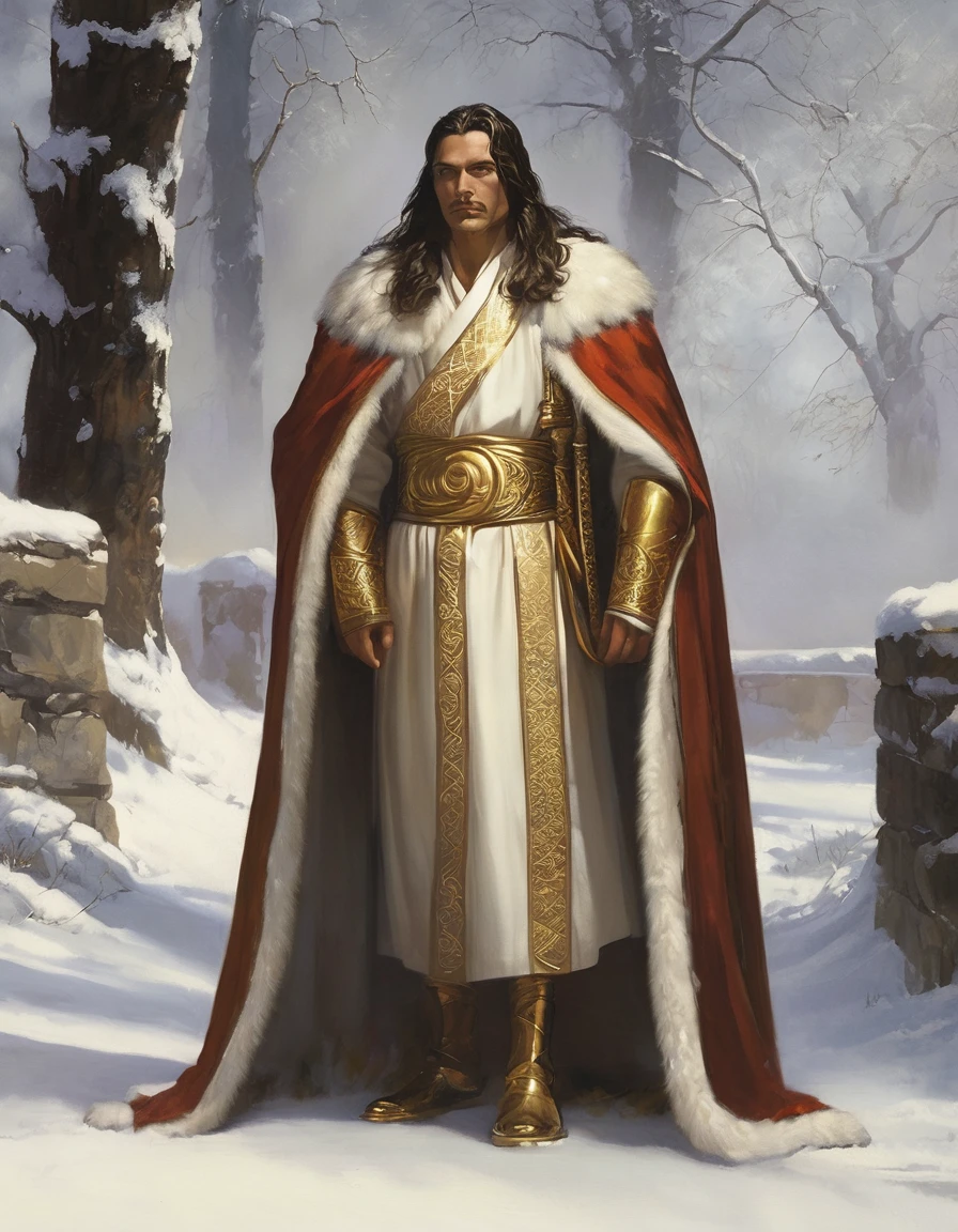 Son of the man, dressed to the feet of a long garment and girded by the chest with a golden belt, his head and fur were white like white wool , like snow, and your eyes, like a flame of fire; and his feet, similar to shiny brass, as if it had been refined in a furnace