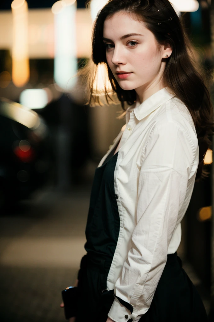 polaroid photo, night photo, photo of 24 y.o beautiful woman, pale skin, bokeh, motion blur