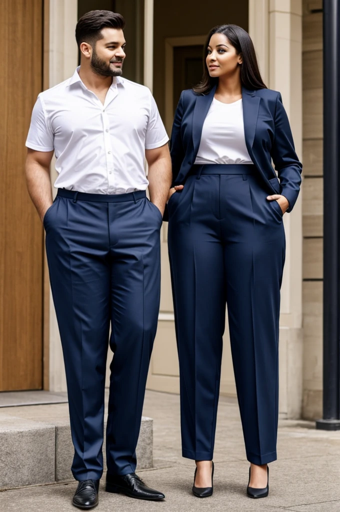 Woman and man thin but showing the big pants they had before when they were fat