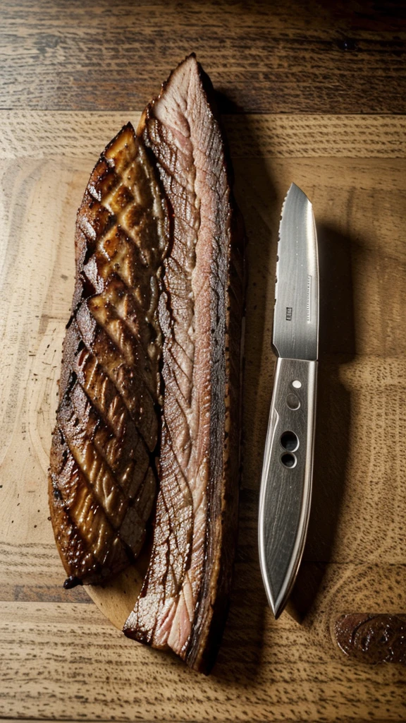 intricate_detailed_hyper-realistic_photo_of_a_bbq_spread,detailed_wooden_cutting_board,sharp_knives_on_the_table,simple_rustic_setting,warm_lighting,mouthwatering_meats,fresh_ingredients,steam_rising,natural_textures,high_quality,8k,photorealistic,masterpiece