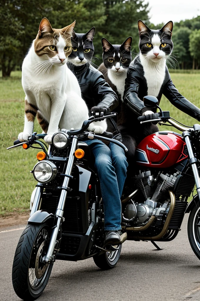 TWO CATS ON A MOTORCYCLE